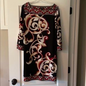 Red and black pattern dress